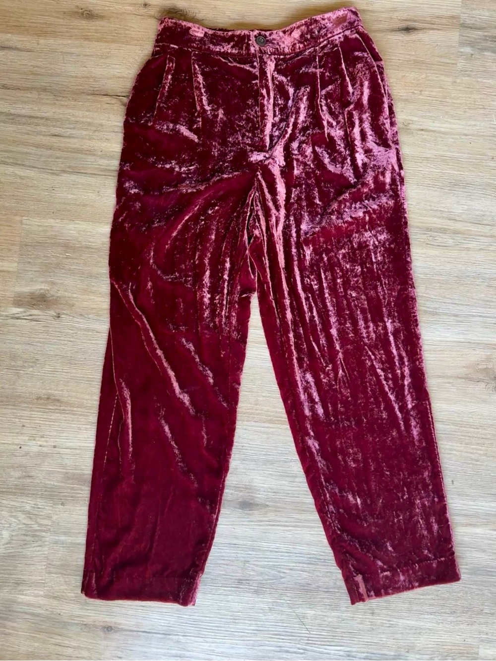 Madewell Velvet Waistband Trousers in Rich Burgundy